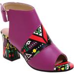 Sandales à talons violettes à bouts ouverts pour pieds larges look fashion pour femme 