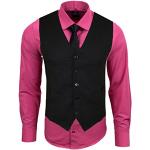 Chemises unies de mariage Subliminal Mode rose fushia à manches longues Taille L look business pour homme 