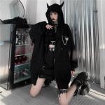Sweats de printemps noirs en fibre synthétique à capuche Tailles uniques plus size look gothique pour femme 