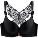 Soutiens-gorge push up noirs à paillettes à motif papillons lavable à la main 115D plus size look fashion pour femme 