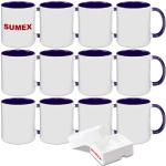 Sumex 11 OZ Set de 12 tasses de sublimation,325ml Blanc tasses à sublimation（La couleur violette）