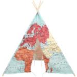 Sunny Tipi enfant en tissu et bois multicolore 1,60 m - World map - C052.108.00