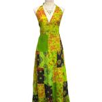 Robes débardeur de soirée vertes patchwork à volants Taille XS look fashion pour femme 