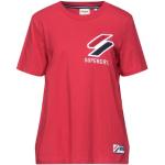T-shirts col rond Superdry rouges en coton bio éco-responsable à manches courtes à col rond Taille XS pour femme 