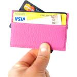 Porte-cartes bancaires roses en cuir vegan look chic pour femme 