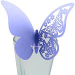 Porte noms violets en verre à motif papillons 