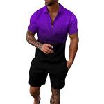Chemises pour la Saint-Valentin violettes à manches courtes à manches longues à col rond Taille M look fashion pour homme 