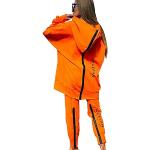 Vestes de survêtement orange Taille L plus size look casual pour femme 