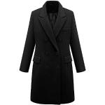 Susenstone Manteau En Laine à Manches Longues Double Boutonnage Pour Femmes Vestes Trench Coat Hiver Chaud Jacket Long Parka Overcoat (3XL(EU44), Noir)