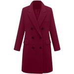 Susenstone Manteau En Laine à Manches Longues Double Boutonnage Pour Femmes Vestes Trench Coat Hiver Chaud Jacket Long Parka Overcoat (M(EU36), Rouge)