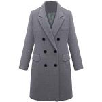Susenstone Manteau En Laine à Manches Longues Double Boutonnage Pour Femmes Vestes Trench Coat Hiver Chaud Jacket Long Parka Overcoat (S(EU34), Gris)