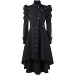 Susenstone Manteau Gothique Steampunk Femme Hiver ÉPais Blouson Ample Grand Taille Trench Coat Manteau En Laine Veste Vintage Jacket Long Parka Chaud (XL(EU40), Noir)