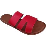 Sandales plates rouges en cuir synthétique à bouts ouverts Pointure 43 look fashion pour femme 
