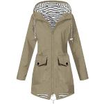 Cabans marins d'automne beiges en velours imperméables coupe-vents à capuche Taille XXL plus size look fashion pour femme 