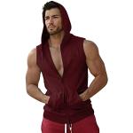 Vestes de ski d'automne rouges à carreaux en flanelle coupe-vents à capuche à manches courtes Taille S plus size look casual pour homme 