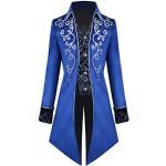Manteaux gothiques de mariage d'automne bleus à manches longues à col montant Taille M look médiéval pour homme 