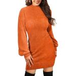 Robes en laine orange en nylon minis à manches longues à col roulé Taille M look fashion pour femme 