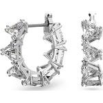 Boucles d'oreilles triangle de créateur Swarovski blanches en métal look fashion pour femme en promo 