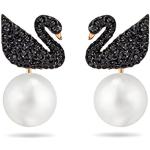 Boucles d'oreilles en perles de créateur Swarovski dorées en cristal à perles look fashion pour femme en promo 