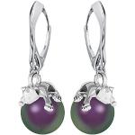 Boucles d'oreilles violettes en argent à perles en argent look fashion pour femme 