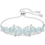 Bracelets de créateur Swarovski bleus en métal à motif papillons look fashion pour femme en promo 