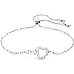 Swarovski Bracelet Infinity Femme, Cristaux Blancs Brillants Forme Cœur avec Signe Infini et Chaîne Plaquée Rhodium