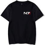 T-shirts noirs en coton mélangé à manches courtes Mass Effect lavable en machine à manches courtes Taille L look fashion pour homme 