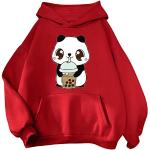 Vestes de sport rouges à motif pandas à capuche Taille L look urbain pour femme 