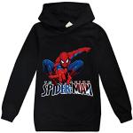 Sweats à capuche noirs en coton enfant Spiderman look fashion 