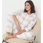 Pyjamas en polaires Etam roses à carreaux en polaire à manches longues à col rond Taille XL look vintage pour femme 
