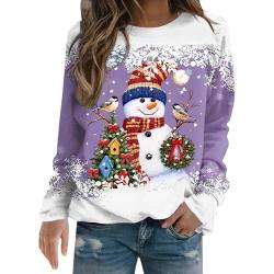 Sweat-Shirt de Noël Multicolore à imprimé Bonhomme de Neige, Damenmode Sweatshirts Noel