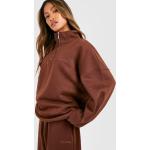 Sweats zippés Boohoo marron chocolat à motif tie-dye en coton à manches longues à col rond Taille XS look streetwear pour femme en promo 