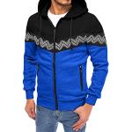 Sweats zippés d'automne bleus à capuche à manches longues Taille 3 XL plus size look sportif pour homme 