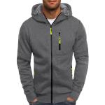 Sweats zippés d'automne gris à capuche à manches longues Taille 3 XL plus size look sportif pour homme 