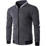 Sweats zippés gris foncé à capuche à col montant Taille L plus size look sportif pour homme 