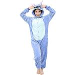 Sweet Hiver Pyjama Combinaison Enfant/Adulte Ensemble Velours Animal Cartoon (Stitch Bleu, L)