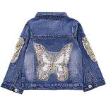 Vestes en jean en denim à perles à motif papillons coupe-vents look casual pour fille de la boutique en ligne Amazon.fr 