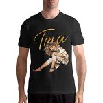 T-shirt à manches courtes Tina Turner pour homme en coton imprimé graphique - Noir - Large
