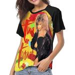T-shirt à manches courtes Tina Turner - World Tour - Pour femme - Style baseball - Manches raglan - Décontracté - Noir - Noir - XL
