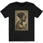 T-shirts noirs imprimé africain en coton à motif Afrique style ethnique pour femme 