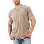 T-shirts de sport kaki en coton à manches courtes à col rond Taille XXL look urbain pour homme 