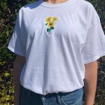T-shirts de printemps en coton à motif fleurs Taille L pour femme 