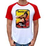 T-shirts rouges en polyester à manches courtes Bruce Lee à manches courtes à col rond Taille M look fashion pour homme 