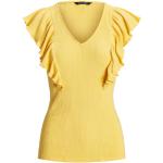 T-shirts basiques de créateur Ralph Lauren jaunes en coton mélangé à volants Taille XL look casual pour femme 