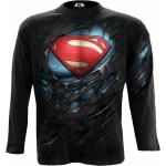 T-shirts noirs en coton à manches longues Superman à manches longues Taille XXL look fashion pour homme 