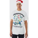 T-shirts à imprimés pour fêtes de Noël boohooMAN blancs Rick and Morty à manches courtes Taille L pour homme 