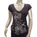 T-shirts à fleurs à sequins à col en V look fashion pour femme 