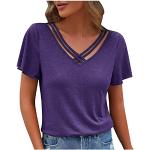 T-shirts de sport violet foncé à paillettes à manches courtes Taille M look urbain pour femme 