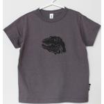 T-shirts à imprimés gris foncé en coton à motif dinosaures à manches courtes pour femme 