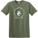 T-shirt en coton épais Jimi Hendrix avec icône de guitare Che Guevara - Vert - X-Large